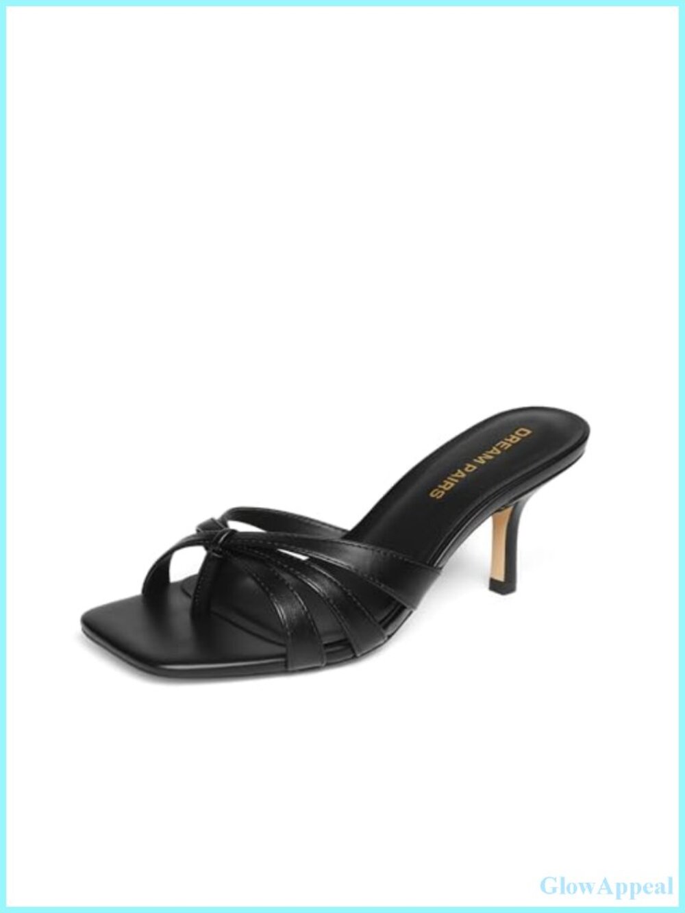 Kitten Heel Thong Sandal Faux Leather Low Heel Slip On Square Toe